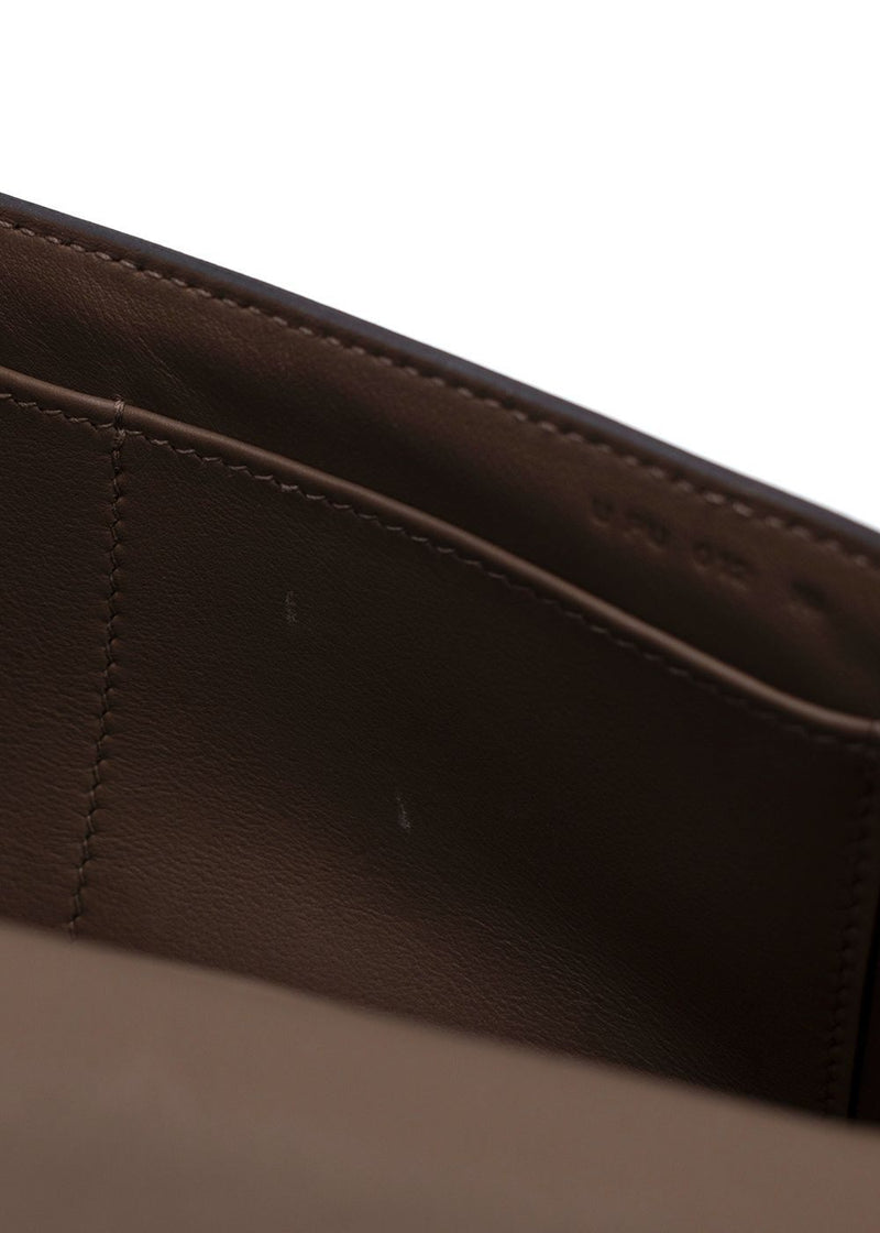 Hermes Geta  Crossbody Bag In Etoupe Chevre Leather with Gold Hardware