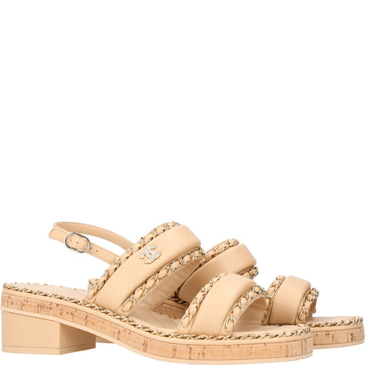 Chanel Interlocking CC Logo Slingback Sandals