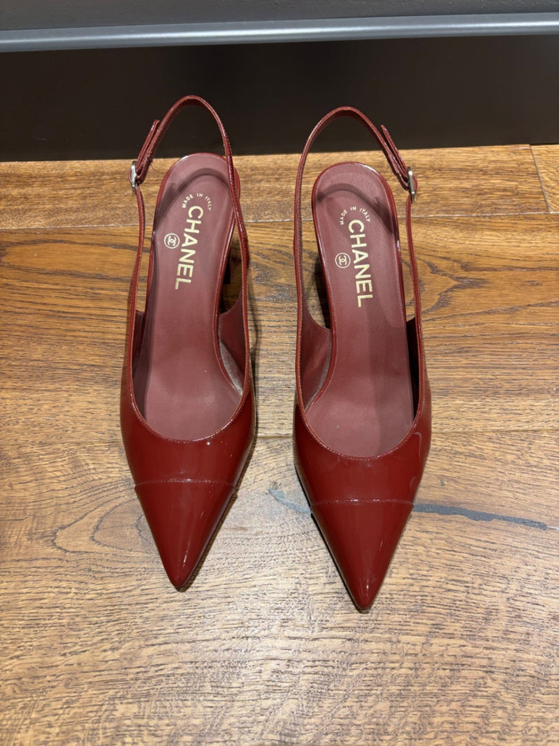 Chanel Burgundy Patent Leather 39,5 Shoes