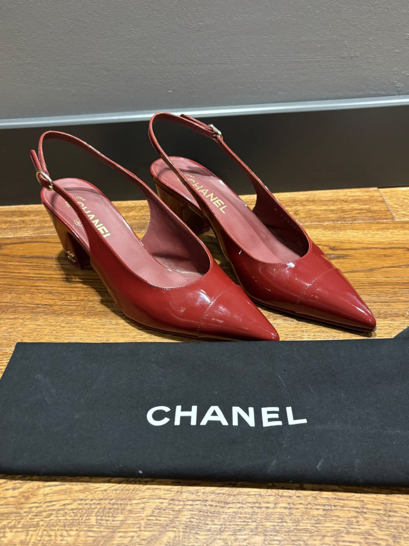 Chanel Burgundy Patent Leather 39,5 Shoes