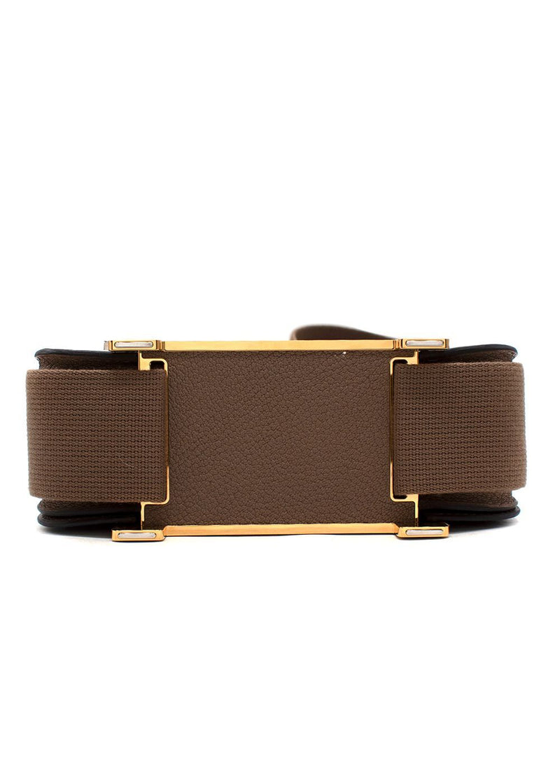 Hermes Geta  Crossbody Bag In Etoupe Chevre Leather with Gold Hardware