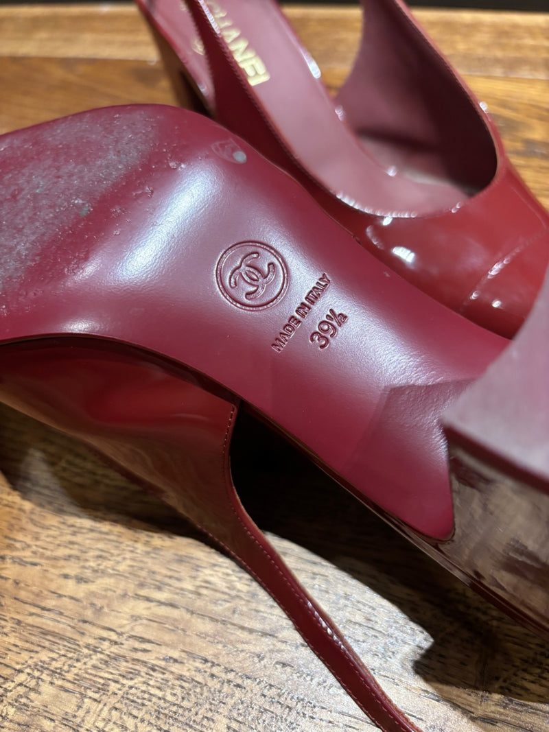 Chanel Burgundy Patent Leather 39,5 Shoes