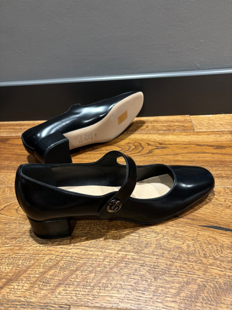 Dior Mary Jane Black Leather Heeled Shoes