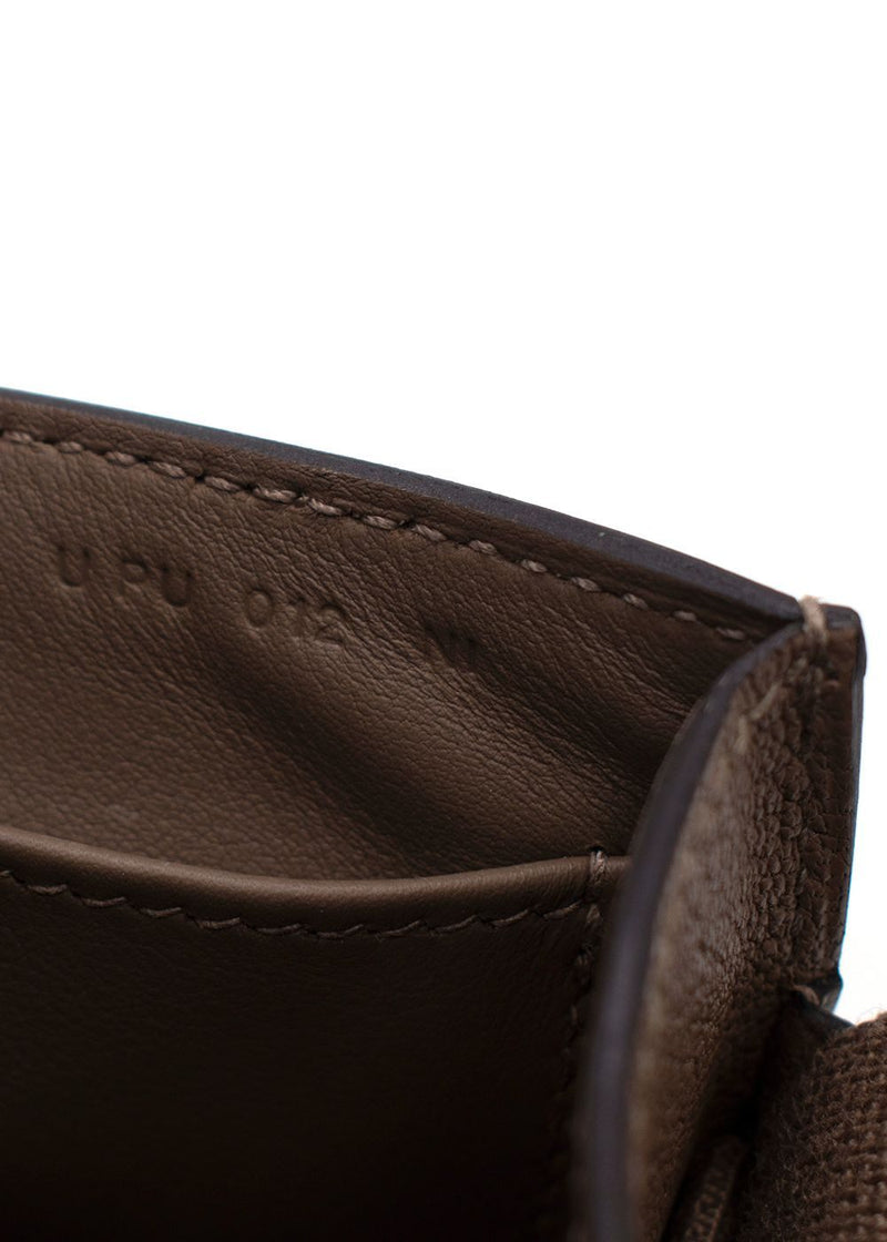 Hermes Geta  Crossbody Bag In Etoupe Chevre Leather with Gold Hardware