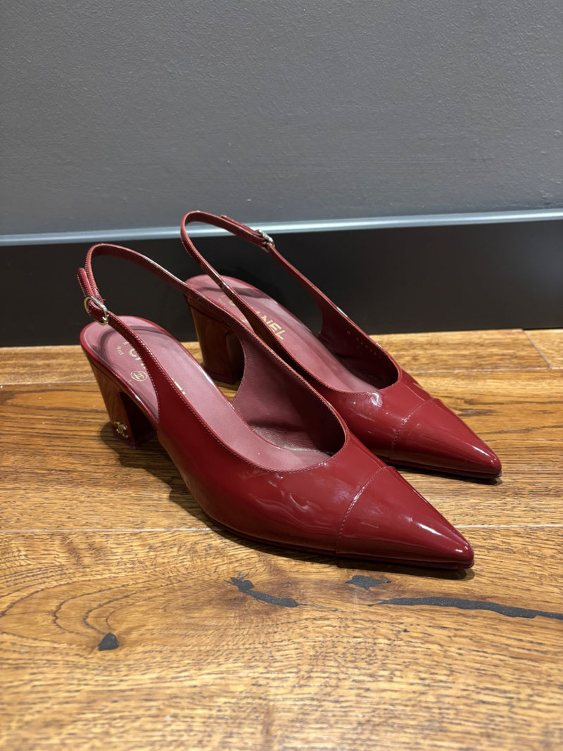 Chanel Burgundy Patent Leather 39,5 Shoes