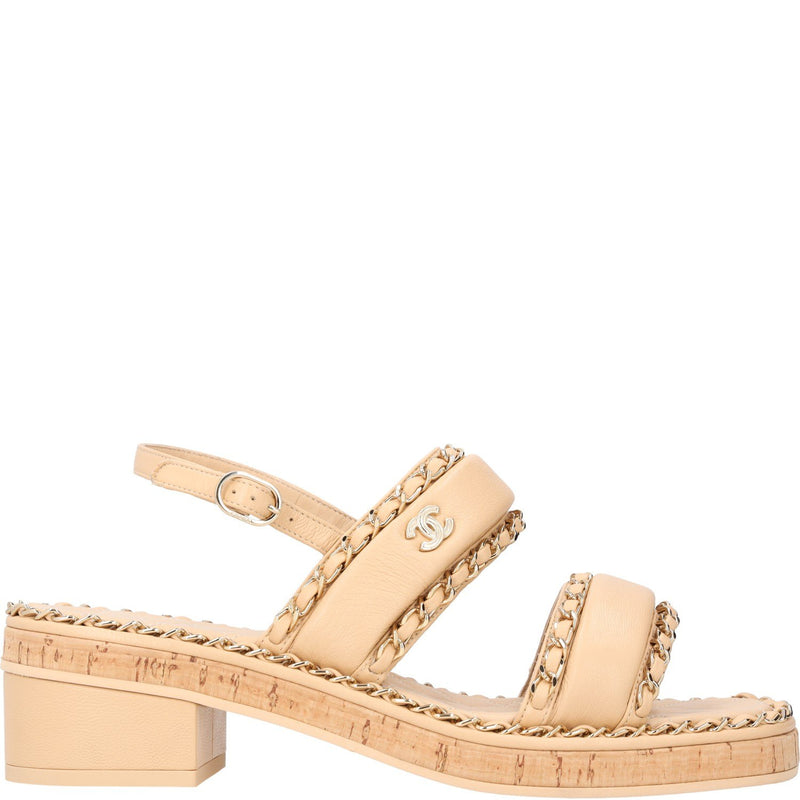 Chanel Interlocking CC Logo Slingback Sandals