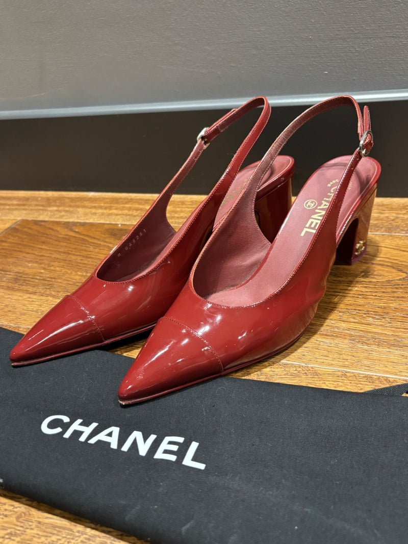 Chanel Burgundy Patent Leather 39,5 Shoes
