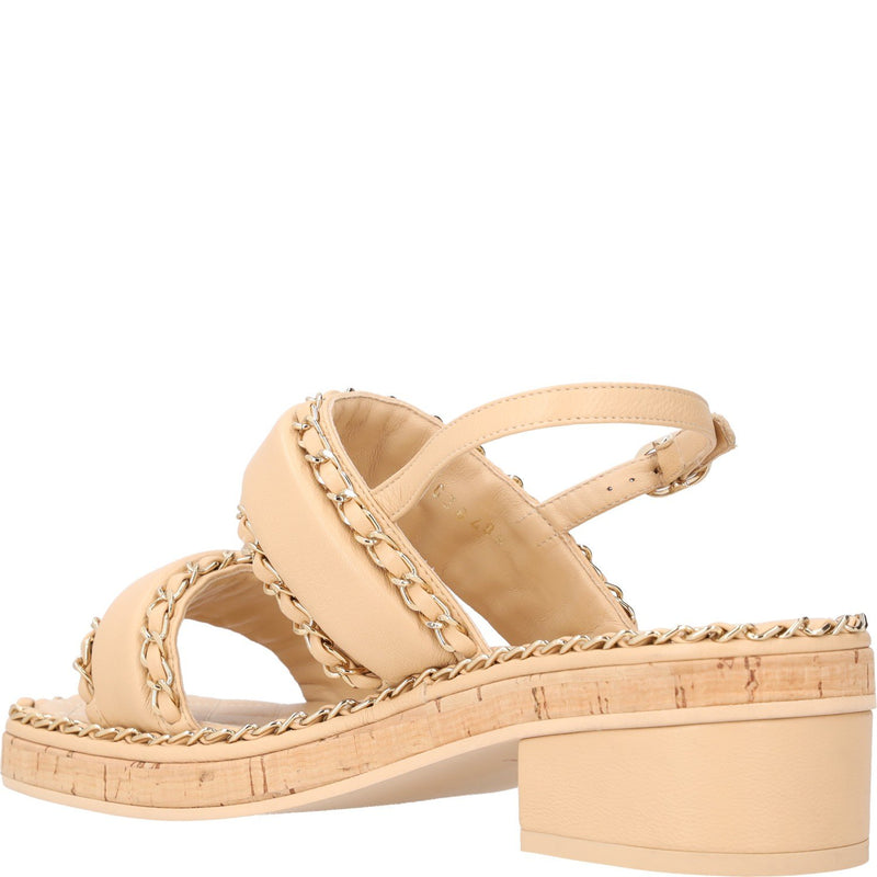 Chanel Interlocking CC Logo Slingback Sandals