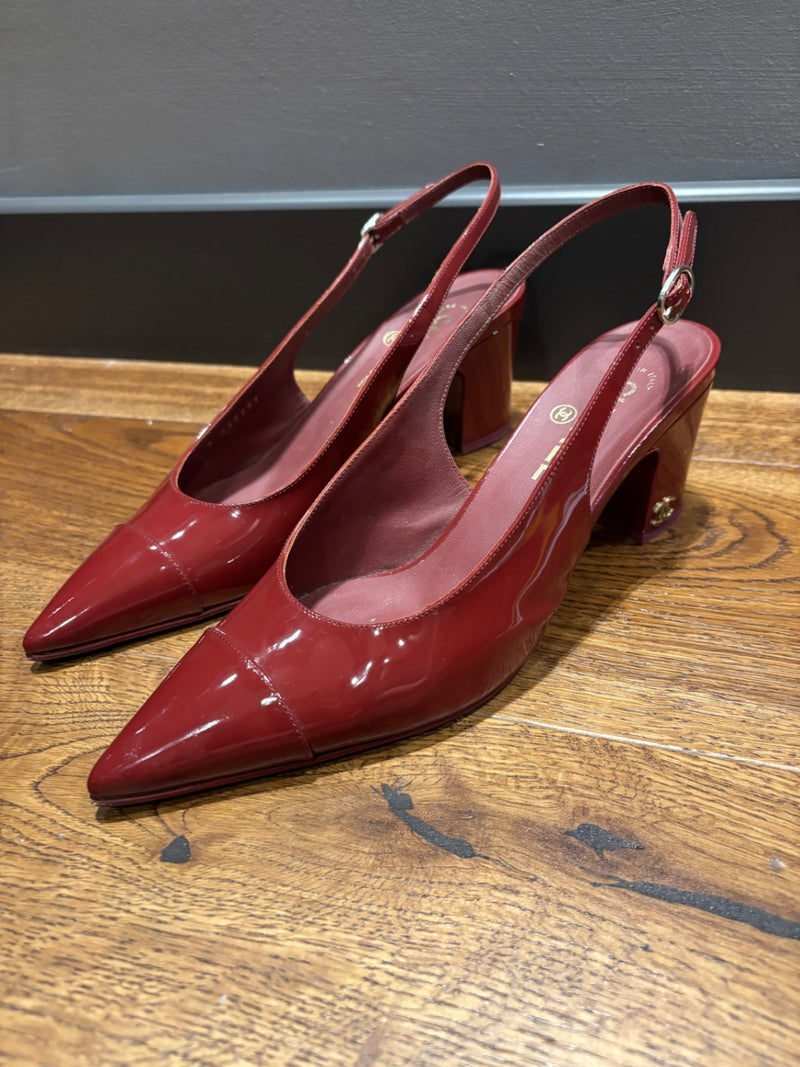 Chanel Burgundy Patent Leather 39,5 Shoes