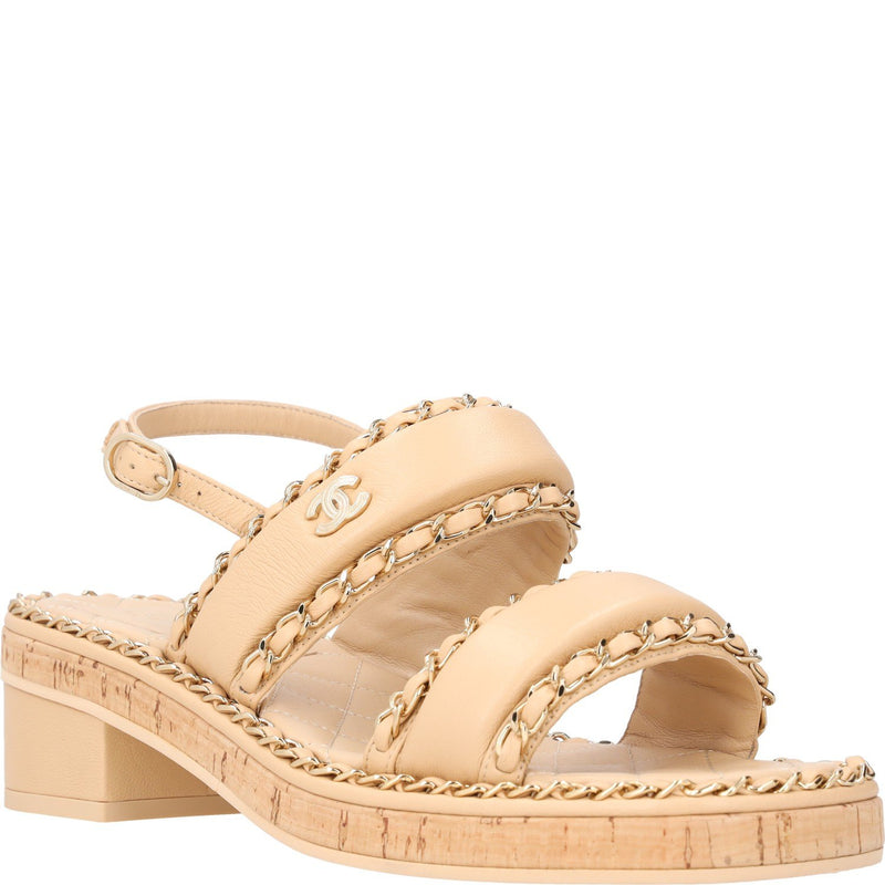 Chanel Interlocking CC Logo Slingback Sandals