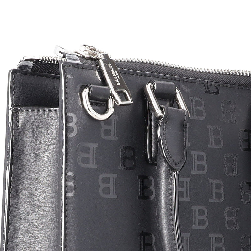 Balmain Paris Black Monogram Leather Tote Bag
