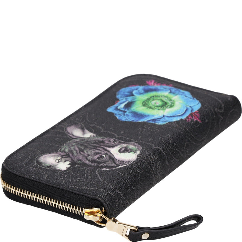 Etro Dog and Flower Leather Clutch Wallets