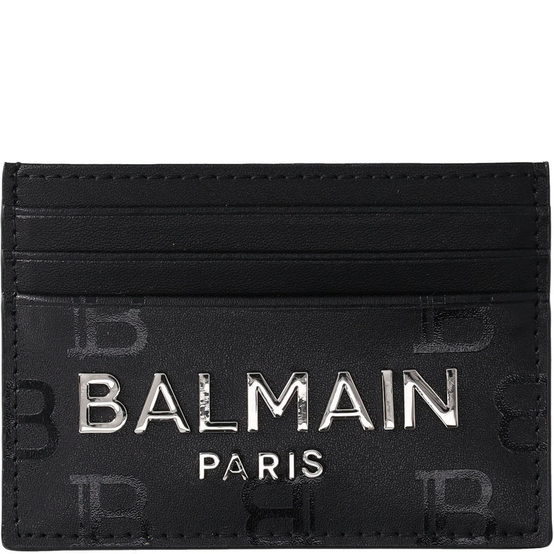 Balmain Monogram Embossed Leather Card Holder