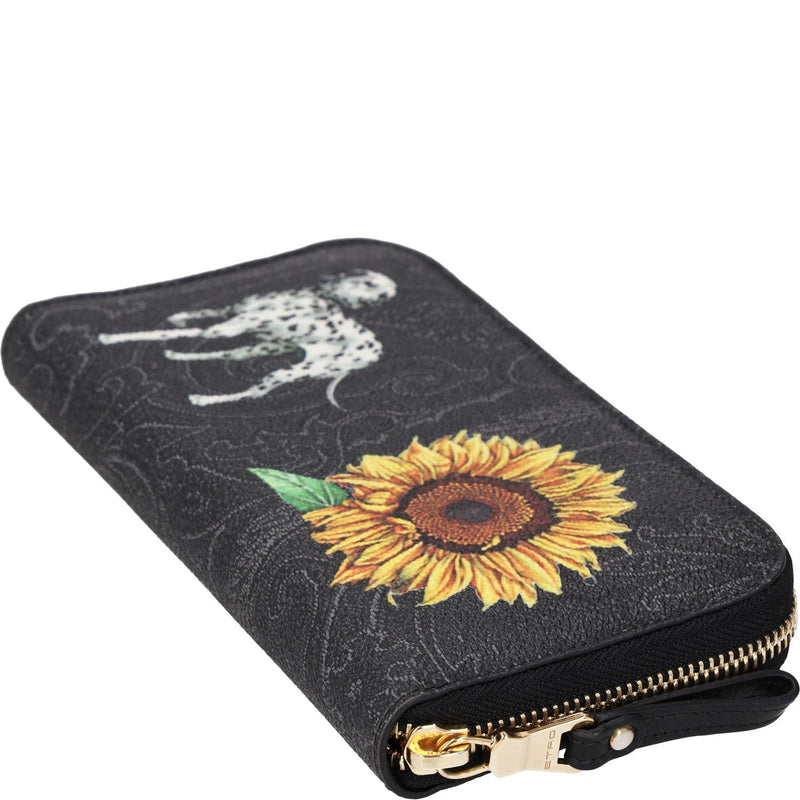 Etro Dog and Flower Leather Clutch Wallets