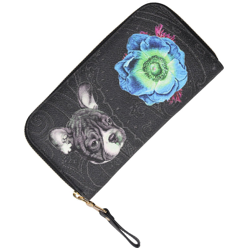 Etro Dog and Flower Leather Clutch Wallets