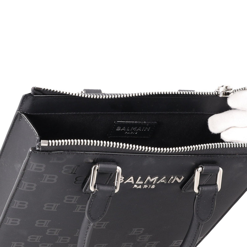Balmain Paris Black Monogram Leather Tote Bag