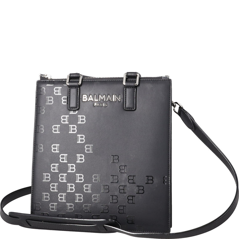 Balmain Paris Black Monogram Leather Tote Bag
