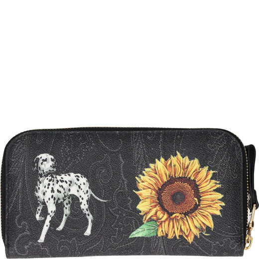 Etro Dog and Flower Leather Clutch Wallets