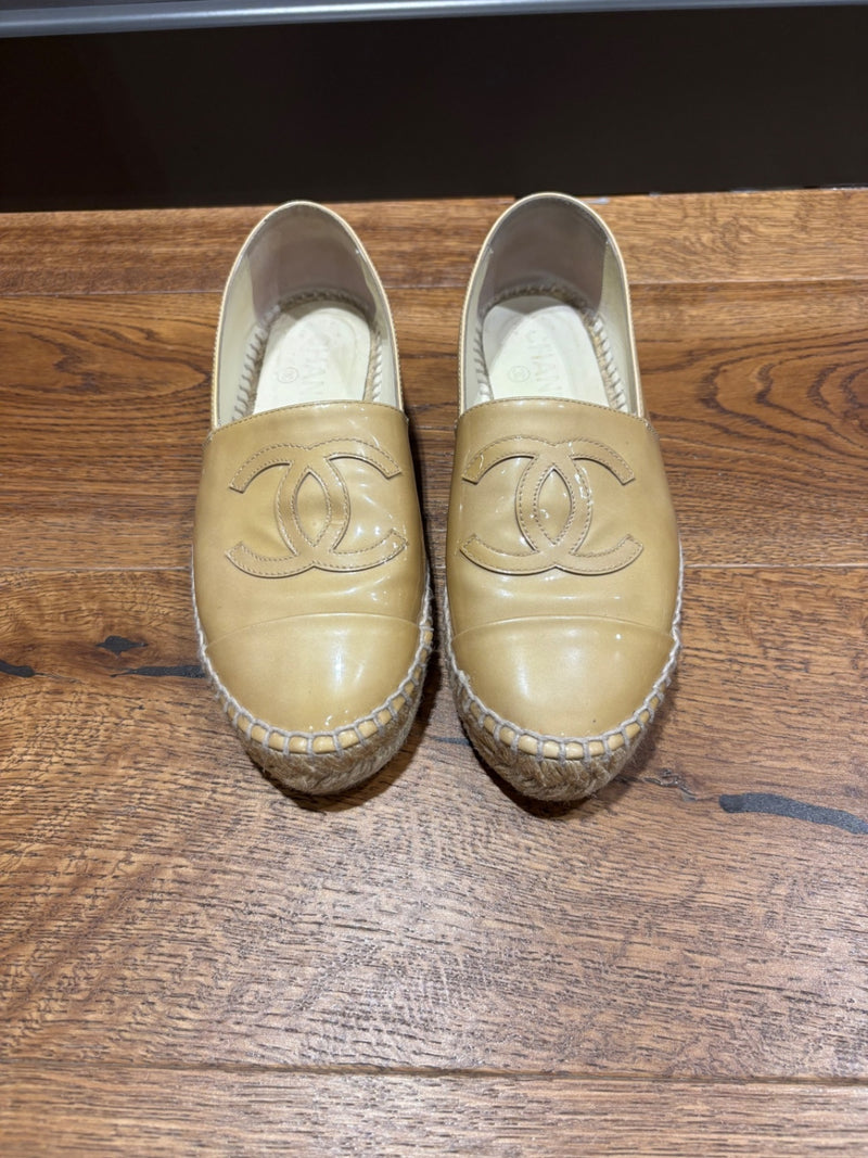 Chanel Beige Leather and Espadrille (rope sole) Shoes