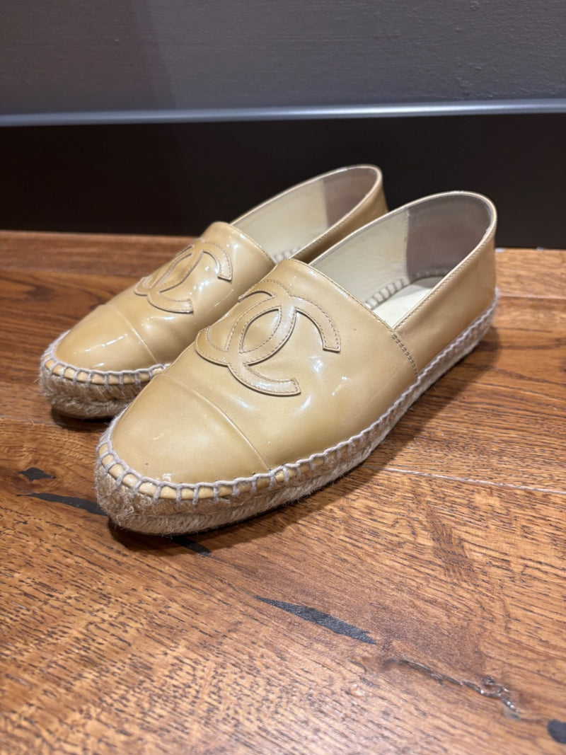 Chanel Beige Leather and Espadrille (rope sole) Shoes
