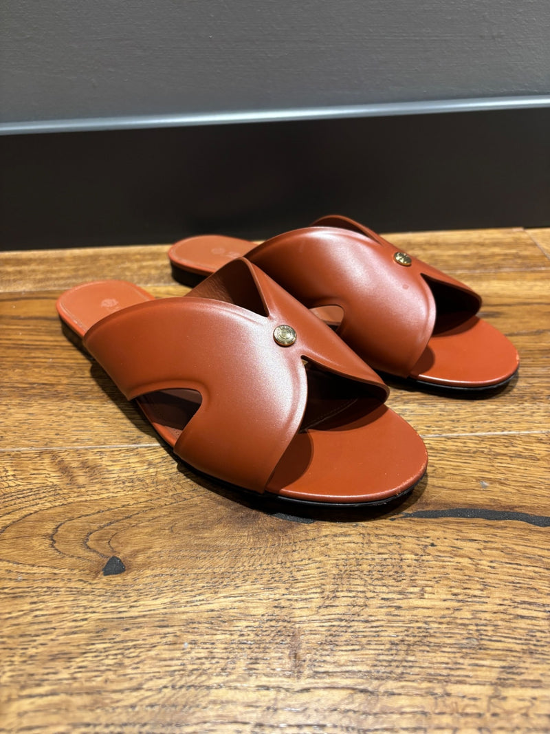 Loro Piana Vera Brown Leather Sandals 40,5