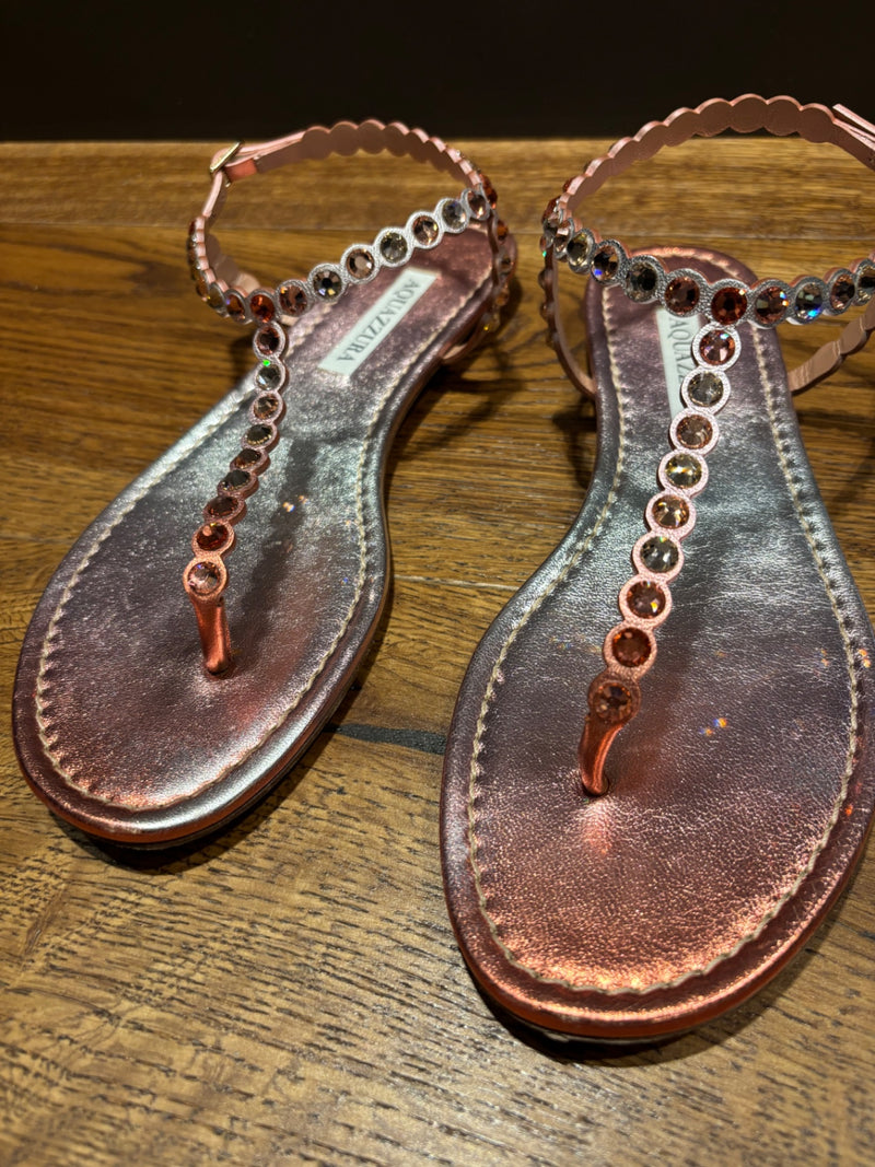 Aquazzura Pink Leather and synthetic embellishments Sandals