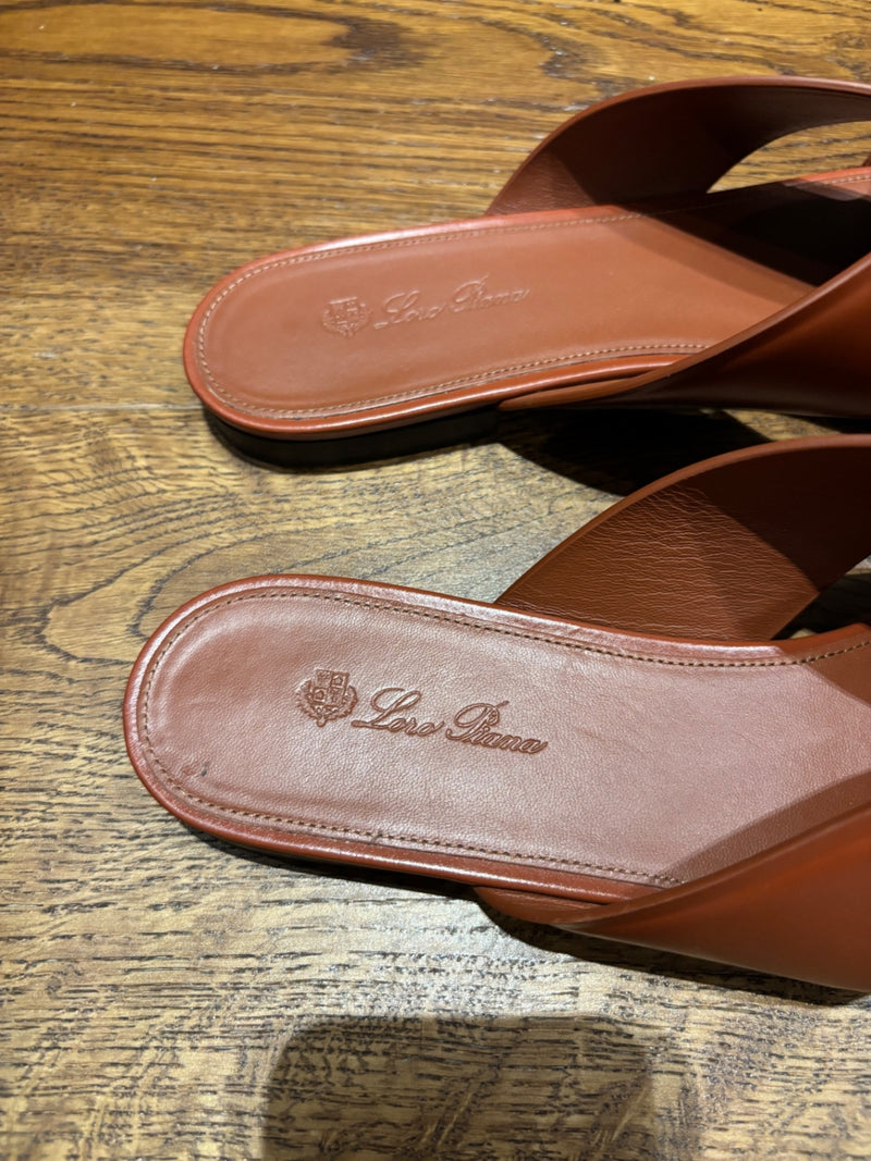 Loro Piana Vera Brown Leather Sandals 40,5