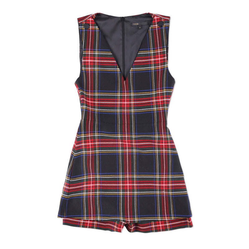 Maje Iris Tartan Plaid Romper Jumpsuit