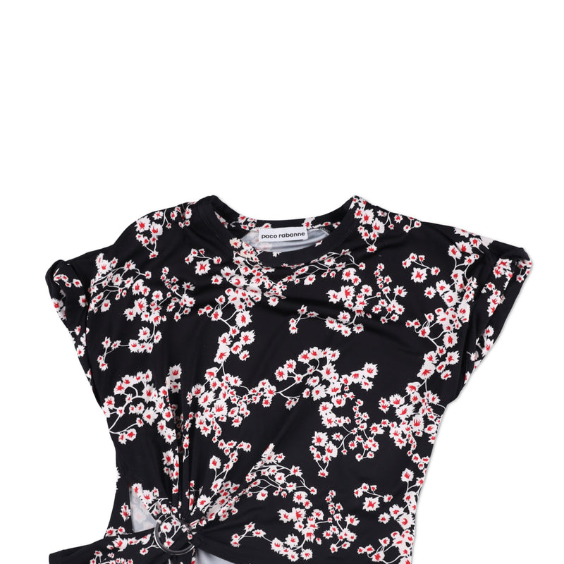 Rabanne Side-Knot Sakura-Print Top and Skirt