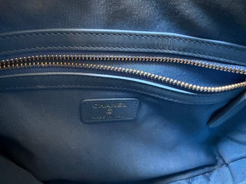 Chanel 19 Bright Blue Leather Flap Clutch