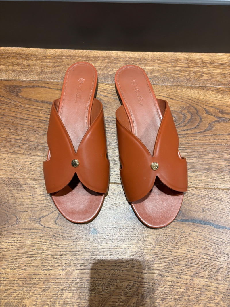 Loro Piana Vera Brown Leather Sandals 40,5