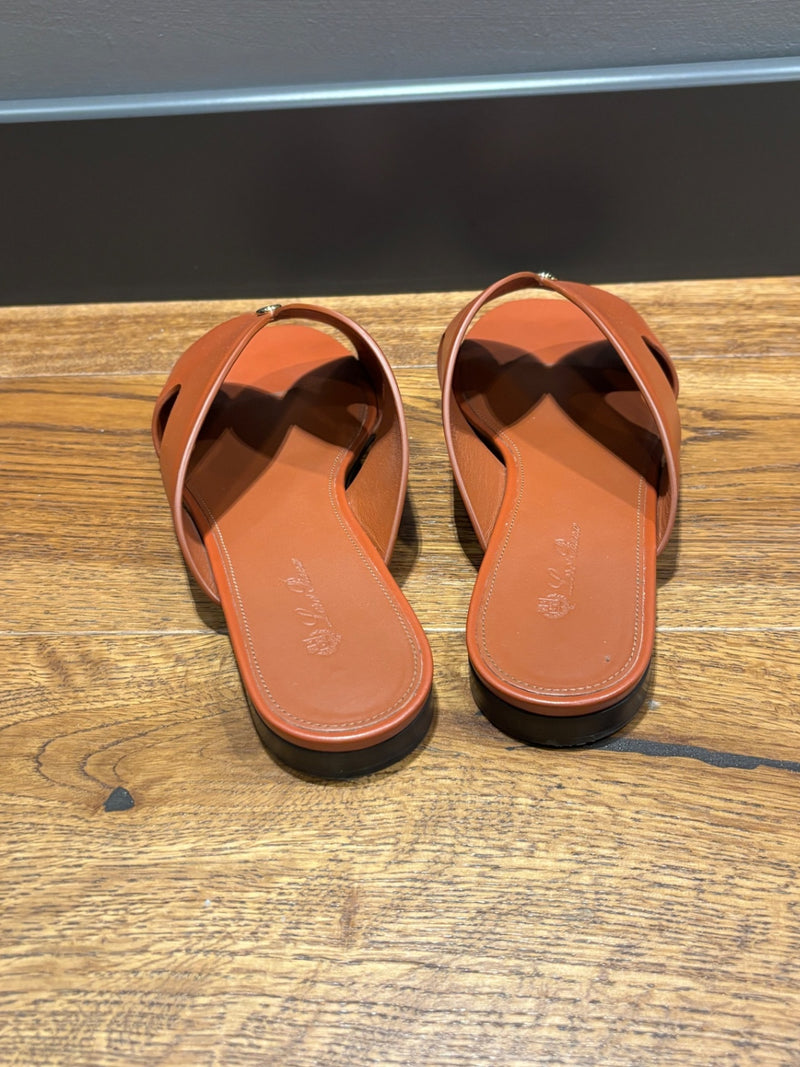 Loro Piana Vera Brown Leather Sandals 40,5