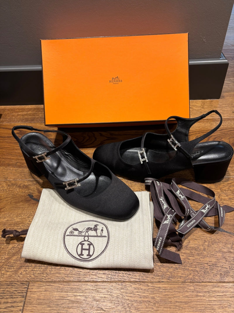 Hermes Jackie 50 Black Satin 38
