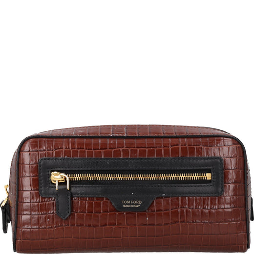 Tom Ford Croc-Effect Leather Wash Bag