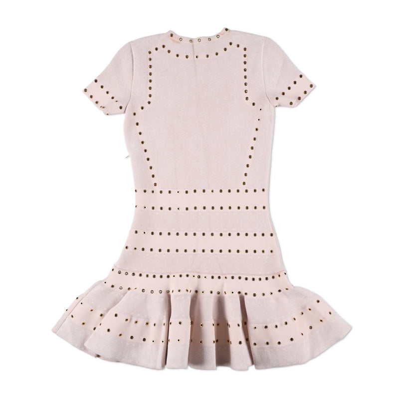 Alexander McQueen Chenille Rivet Knit Flounce Dress