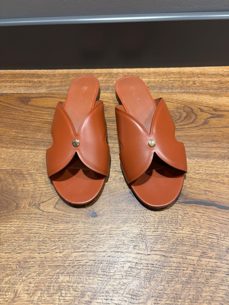 Loro Piana Vera Brown Leather Sandals 40,5
