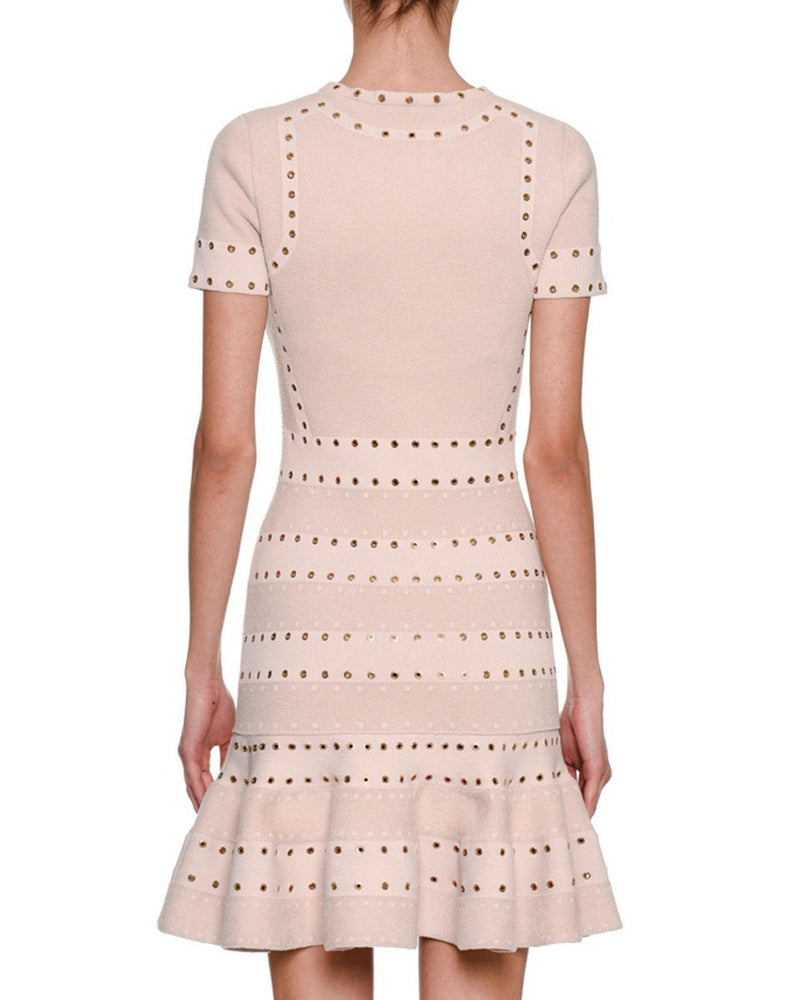 Alexander McQueen Chenille Rivet Knit Flounce Dress