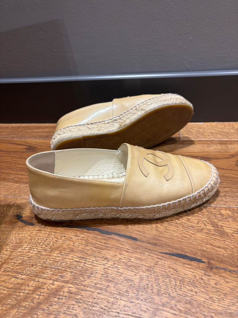 Chanel Beige Leather and Espadrille (rope sole) Shoes