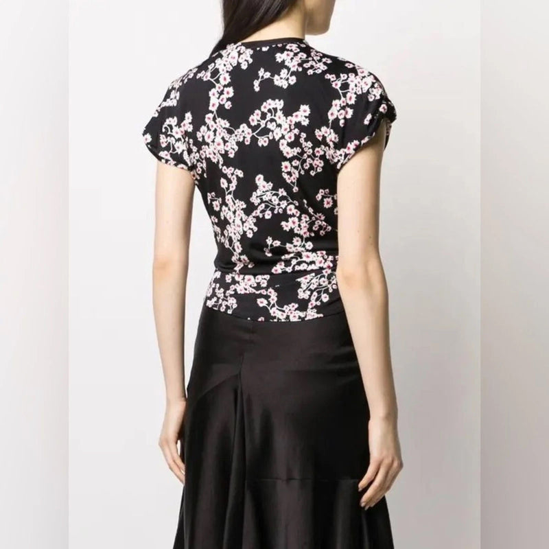 Rabanne Side-Knot Sakura-Print Top and Skirt