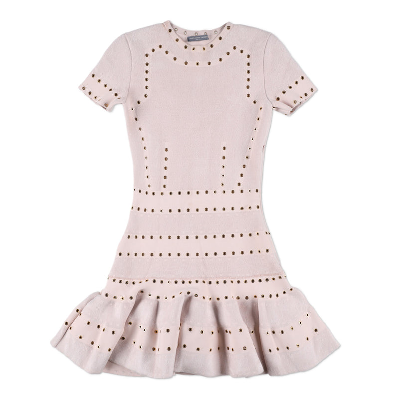 Alexander McQueen Chenille Rivet Knit Flounce Dress