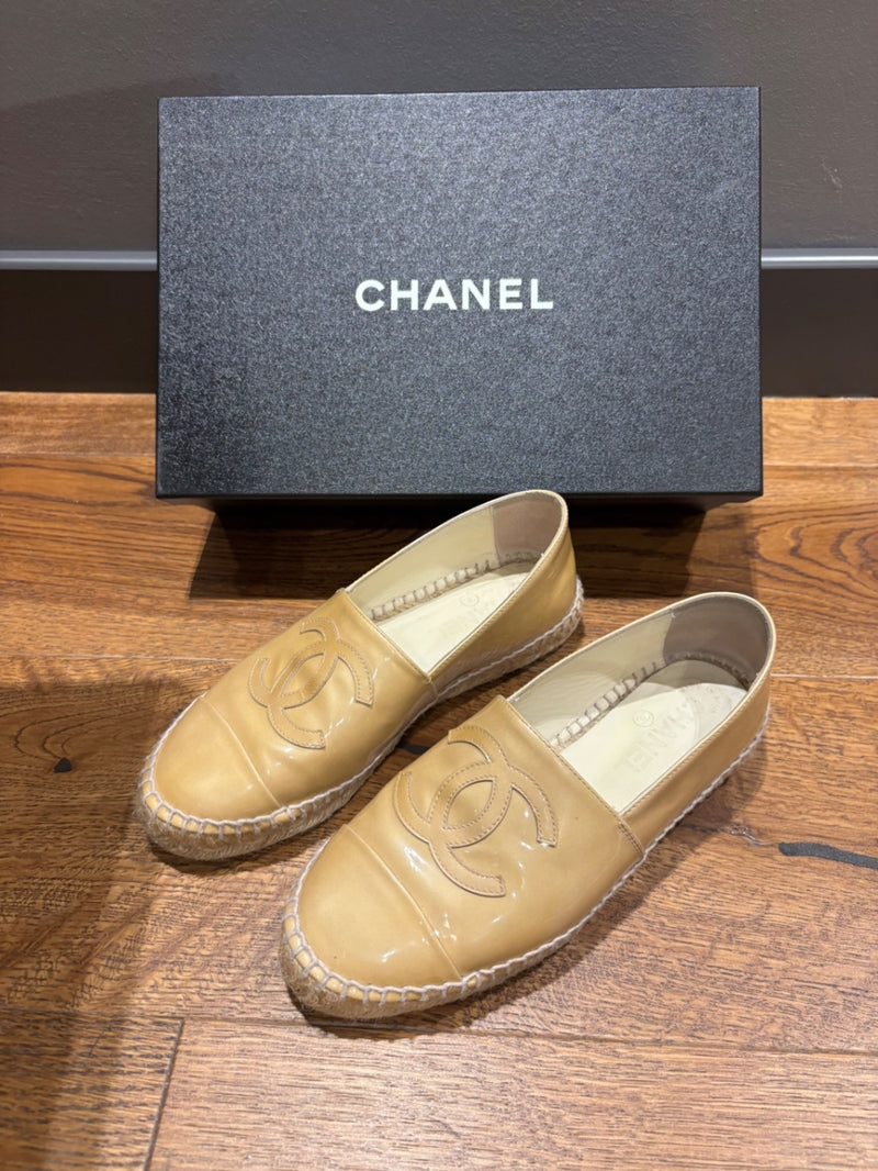 Chanel Beige Leather and Espadrille (rope sole) Shoes
