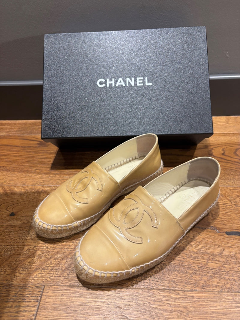 Chanel Beige Leather and Espadrille (rope sole) Shoes
