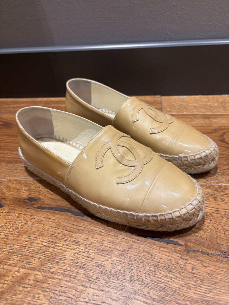 Chanel Beige Leather and Espadrille (rope sole) Shoes