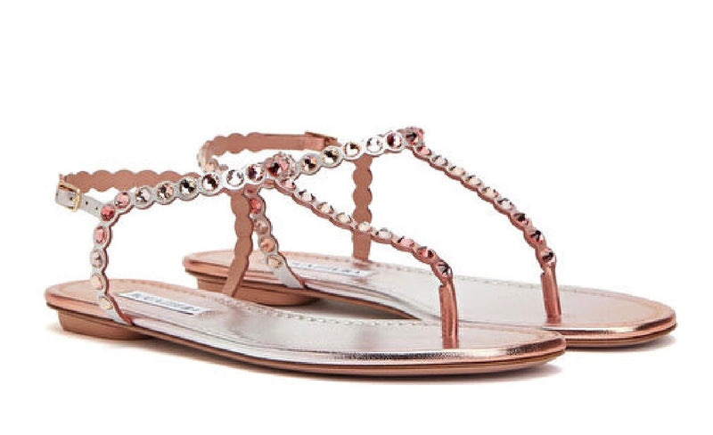 Aquazzura Pink Leather and synthetic embellishments Sandals
