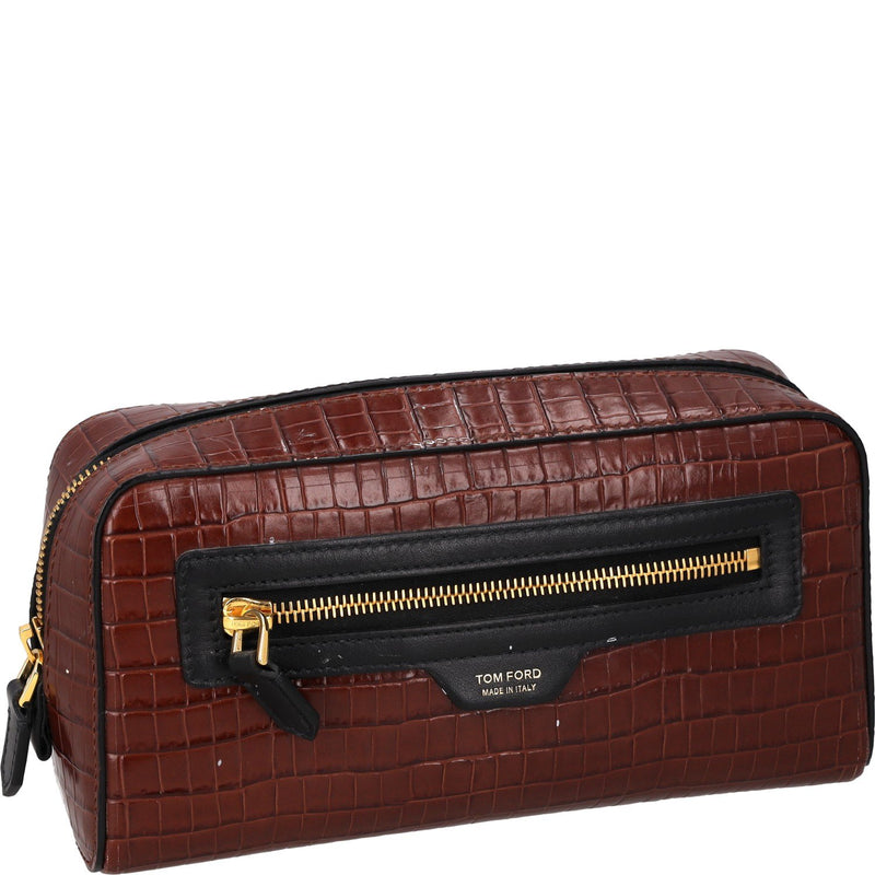 Tom Ford Croc-Effect Leather Wash Bag