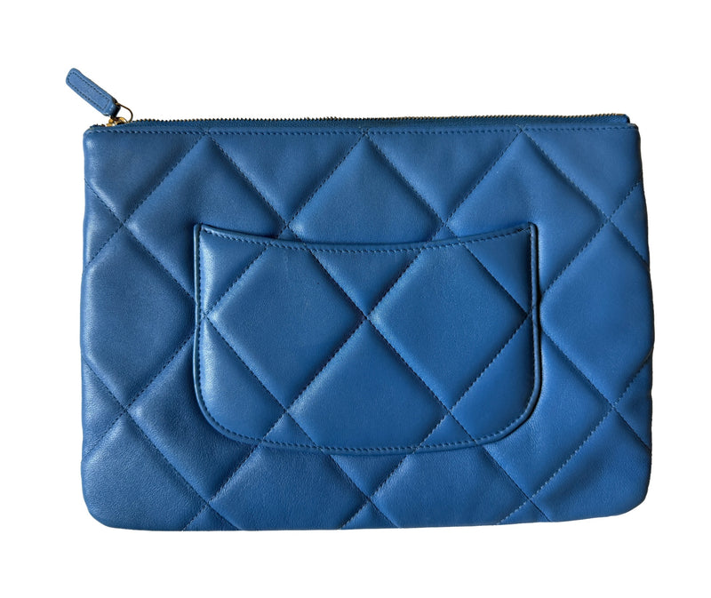 Chanel 19 Bright Blue Leather Flap Clutch