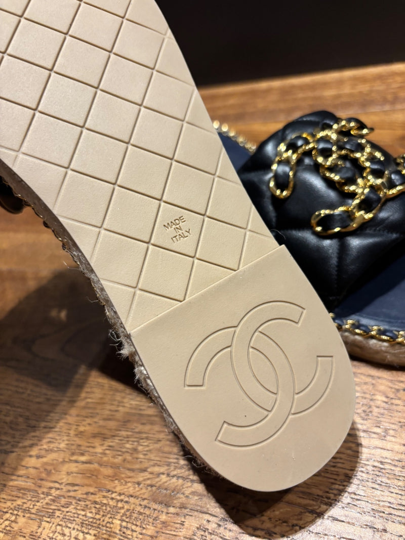 Chanel Quilted Leather CC Sandals