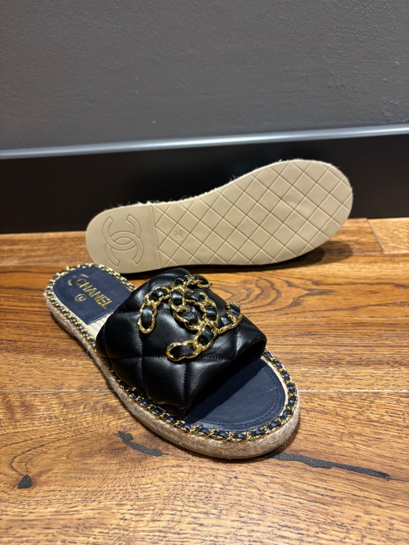 Chanel Quilted Leather CC Sandals