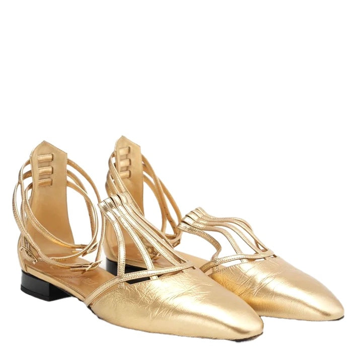 CHANEL Gold Leather Sandals 39,5