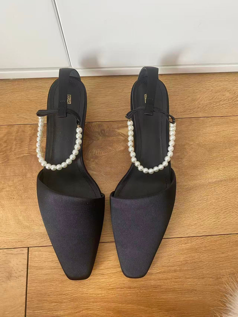 TOTEME Black Silk Heeled Shoes
